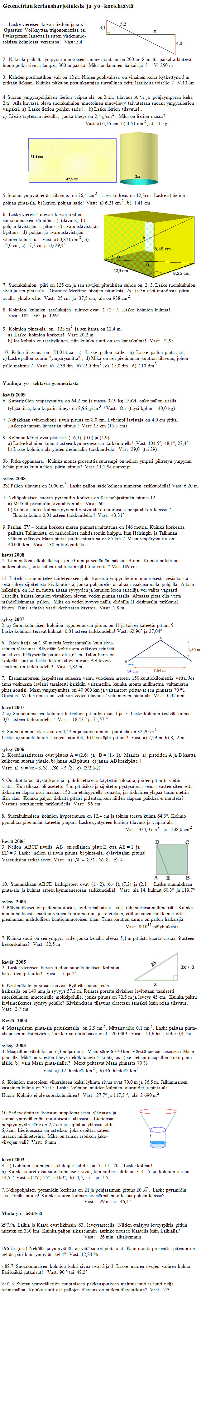 Geometrian harjoituksia 2