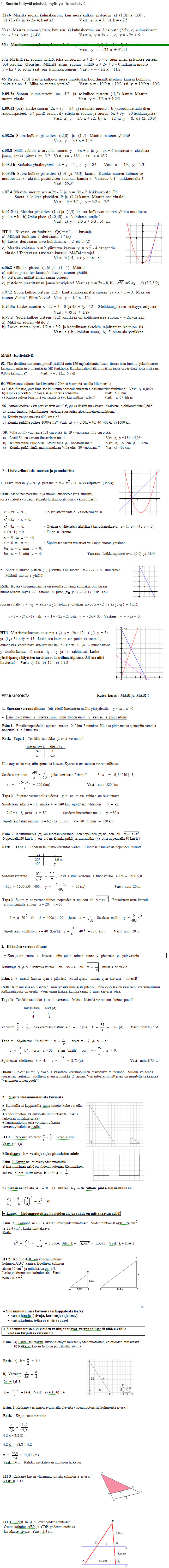 Suoriin liittyvi� teht�vi� ja verrannoista