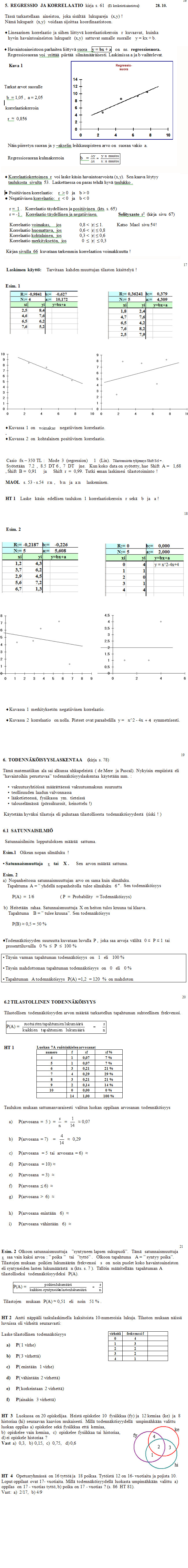 Korrelaatiosta, tilastollinen todenn�k�isyys /  ke 28. 10.