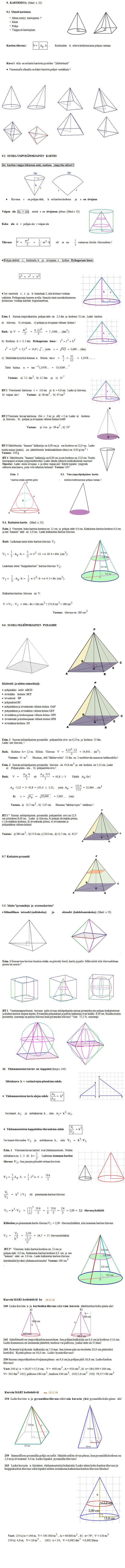 Kartioista ja pyramideist� / ke 10.11. - ma 15.11.
