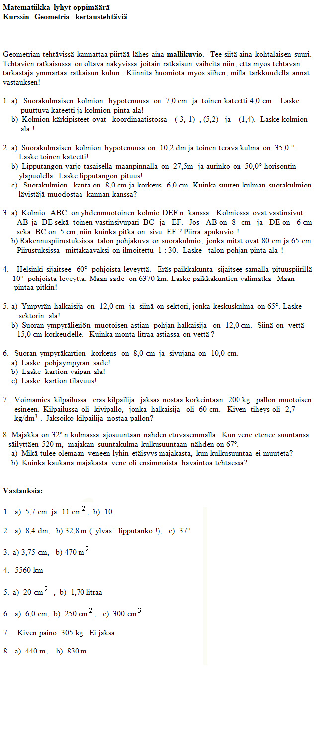 Geometrian kertausta