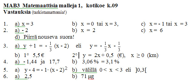 MAB3, kotikoe vastausksia..